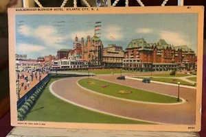 MARLBOROUGH BLENHEIM HOTEL ATLANTIC CITY NEW JERSEY VINTAGE LINEN 1947 Postcard - Picture 1 of 4