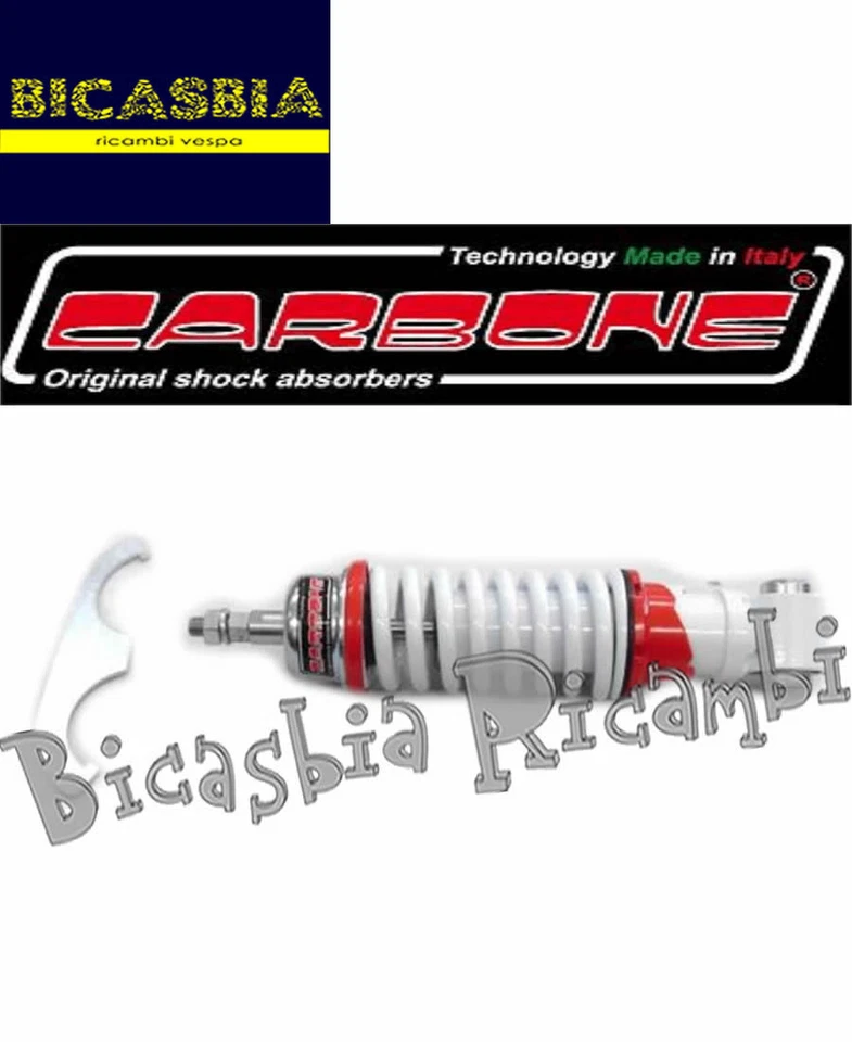 1980 Stoßdämpfer Vorne Verstellbar Karbon Weiß Vespa 125 ET3 Spring - Bild 1 von 1