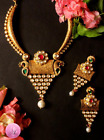 Traditional Golden Temple Style Set With Kundan
