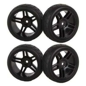 4x Soft Rubber Tires Tyre Whee l 12mm Hex Hub for 1:10 RC Rac ing Touring Car - Picture 1 of 1
