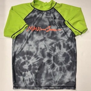 Maui and Sons Green and Gray Short Sleeve Rash Guard Kids Size XL - Picture 1 of 15
