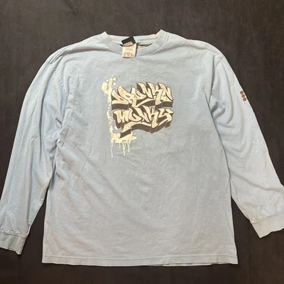 Camiseta Y2K Mono Borracho Manga Larga Graffiti Logo Talla XL 22x28 Foto 1 de 4