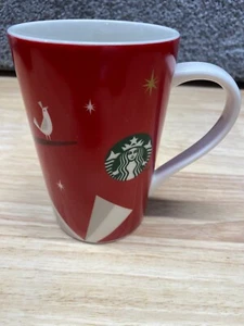 2012 Starbucks Coffee Cup Mug Red White Bird Menu Green Logo Christmas Holiday - Picture 1 of 7