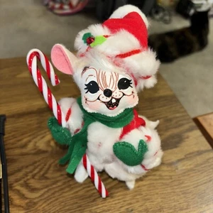 2008 Annalee Peppermint Twist Christmas Mouse w/ Candy Cane 7" - Picture 1 of 5