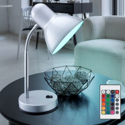 Lampada da Tavolo Lampada Letto Telecomando Cromo RGB LED H 33 CM - Immagine 1 di 4
