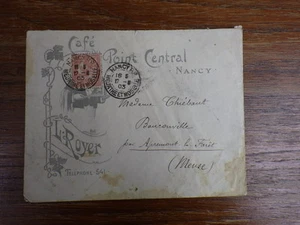 No FDC LETTRE ENVELOPPE CAFE LE POINT CENTRAL à NANCY 12 Aout 1903 L. ROYER - Foto 1 di 2