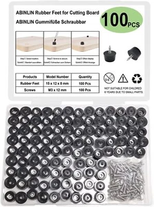 ABINLIN Rubber Feet for Cutting Board Non Slip - 100 Pcs Small Rubber Feet with - Picture 1 of 1