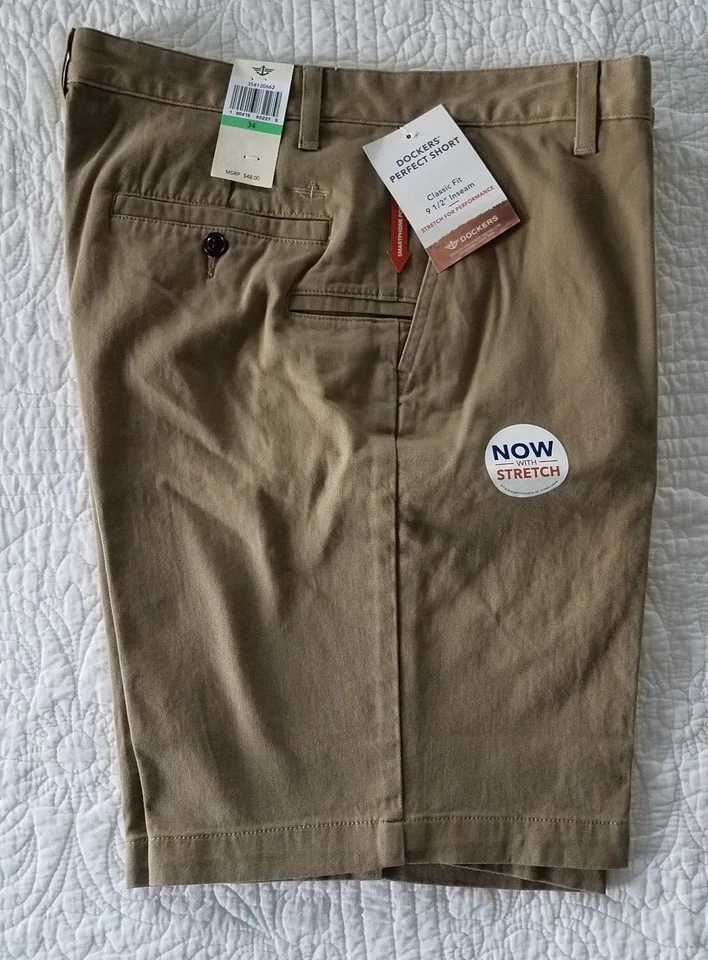 DOCKERS The Shorts Stretch Classic Fit Flat Front XL 42 Ship