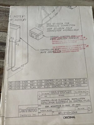 DENHARCO D-3500 DELIMBER Control Plus Install Elect Schematic MANUAL Book Shop - Image 1 of 2
