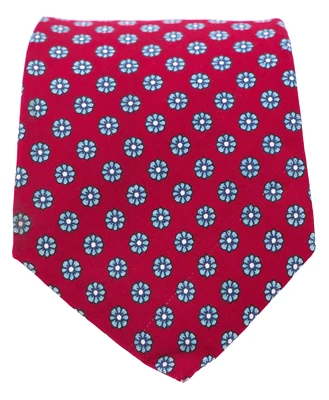 Corbata de sarga de seda para hombre Metropolitan de colección flor rojo oscuro azul 56 x 3,25 Foto 1 de 3