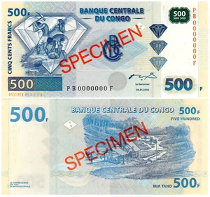 Congo Democratic Republic 500 Francs P#96s (2002) SPECIMEN Mint UNC - Picture 1 of 1