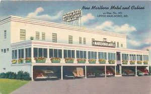 UPPER MARLBORO MARYLAND MOTEL & CABINS VINTAGE LINEN POSTCARD VIEW - Picture 1 of 2