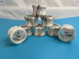 Pier 1 White Gray Marble Design 8 Count Napkin Rings Holders NWT - Picture 1 of 3