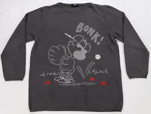 Rare Vintage ICEBERG History Lucy Charlie Brown Baseball Sweater 90s 2000s Gray - Picture 1 of 12