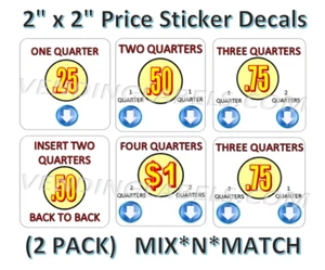 2 PACK Candy Vending Machine Label Price Sticker 2" x 2" - Picture 1 of 1
