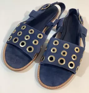 Sandalias J.CREW Talla 6M Azul Gamuza Cuero Ojal Cordones - Imagen 1 de 14
