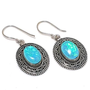 Blue Triplet Opal Gemstone Handmade 925 Solid Sterling Silver Earring Jewelry - Picture 1 of 5