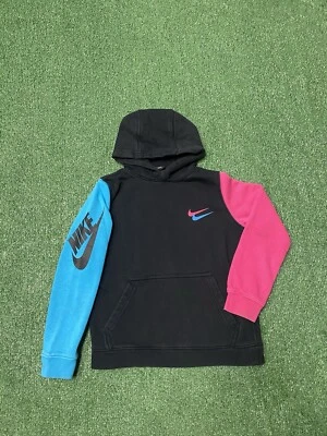 Nike City Brights Club Black Blue Pink Pullover Hoodie Boys Small Sweatshirt Y2K - Image 1 of 4