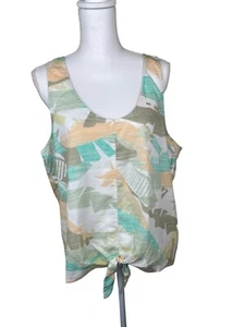 Neu mit Etikett PrAna McKenzie XL Tanktop Frühling Paloma vorne zum Binden entspannt Blatt gedeckt $ 49 - Bild 1 von 9