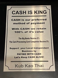 Cash Is King Metal Sign Payment Take Away Café Shop Store Barbers Pizza Chip A54 - Picture 1 of 17