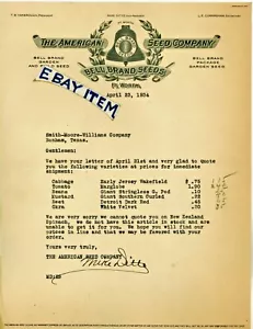 1934 Fort Worth Texas Membrete AMERICA SEED CO Yarbrough Cunningham Mike Ditto - Imagen 1 de 1