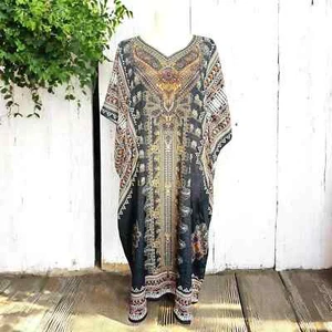 Embellished Zari Kali Batik Kaftan Dress Plus Size 14-24 - Picture 1 of 2