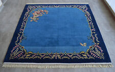 Hand Knotted Rug, Turkish Rug, Vintage Rug, Blue Carpet, Wool Rug, 7 x 7 ft Rug