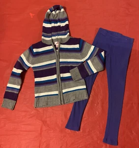 Girl’s Pink Angel Hooded Sweater 5/6 Wonder Nation Leggings 6/6X #665 - Picture 1 of 14