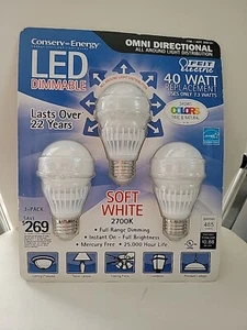 Feit Electric 40Watt Omni Directional LED Dimmable Bulbs 3-Pack In Soft White - Picture 1 of 10