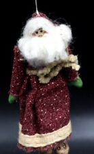 Miniature Pottery Santa Christmas Ornament Figurine Folk Art Statue