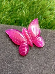 Farfalla da intaglio in onice rosa naturale, farfalla intagliata a mano, gioielli in cristallo - Foto 1 di 8