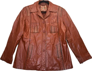 Ms Pioneer - Damen Vintage 70er Jahre orange Lederjacke - Größe S/M - Bild 1 von 9