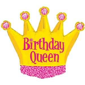 XL 36" Birthday Queen Gold Crown Girls Super Shape Mylar Foil Balloon Party - Picture 1 of 1