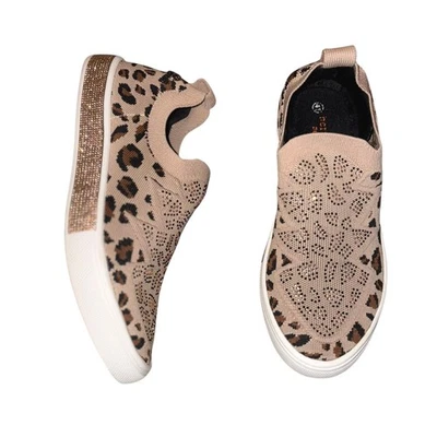 Zapatillas planas Berne Mev Gardenia Bling estampado de leopardo tejidas sin cordones talla 41 EE. UU. 10 Foto 1 de 4