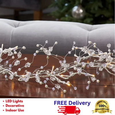 9’ LED Gem Garland Warm White Lights 100 LEDs Indoor Christmas Decoration New - Image 1 of 4