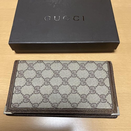 Gucci raro portafoglio lungo rivestimento 2 slot banconote 3 sezioni carte