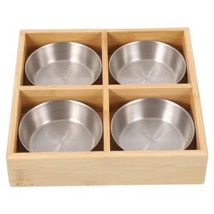 Four-grid Bamboo Tray Serving Dishes Compartment Platter Appetizer Trays - Picture 1 of 17