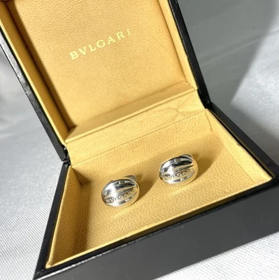 Autentici bellissimi gemelli BVLGARI logo ovale argento sterling 925 regalo - Immagine 1 di 4