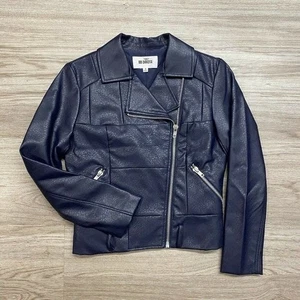 BB Dakota Damen Jacke Blau Vegan Leder Moto Reißverschluss Urban Maria Größe Small - Bild 1 von 11