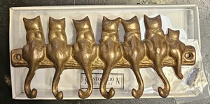 Restoration Hardware Brass Feline Jewelry Key Hooks Kitty Cat Kitten Tails Wall - Picture 1 of 6