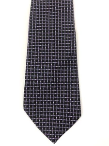 Corbata LAUREN Ralph Lauren negra púrpura estampado geométrico seda en excelente condición EE. UU. acabado a mano - Imagen 1 de 8