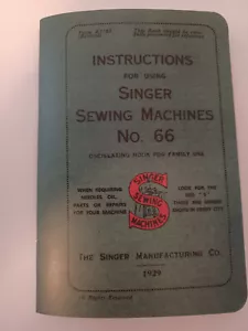 Singer 66 User Manual Reproduction (Rare No. 66 Version) Reproduction - Picture 1 of 14
