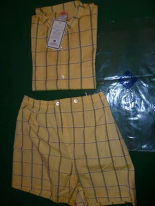 PIGIAMA SEMI APERTO UOMO BORGOMANERO MANICA CORTA BOXER TG 3 S GIALLO TELA COTON - Foto 1 di 11