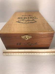 Bering Torpedo Wooden Dovetail Hinged Cigar Box Brass clasps Storage Jewlery - Picture 1 of 7