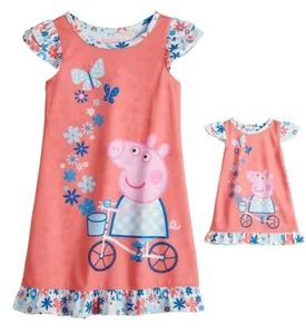 Peppa Pig Girls 2T Pajamas Nightgown Set Matching 18" Doll Gown New FREE Ship - Picture 1 of 2