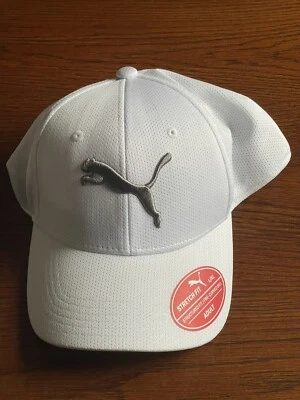 Puma эластичной подходит шляпа размер большой XLarge белый серебро серый крышка новый - Изображение 1 из 4