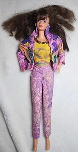 Barbie Paint 'n Dazzle bambola bruna marrone viola Mattel 1993 leggi - Foto 1 di 11