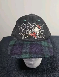 Sombrero ajustable vintage Fear The Rough Skull Spider con ala de lana a cuadros - Imagen 1 de 5
