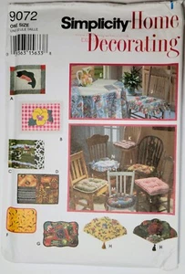 1994 Simplicity Home Decorating Pattern 9072 Place Mats and Chair Pads Uncut - Picture 1 of 4