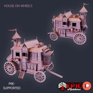 House on Wheels Carriage Party Epic Miniatures RPG D&D Pathfinder 3D Print - Bild 1 von 2